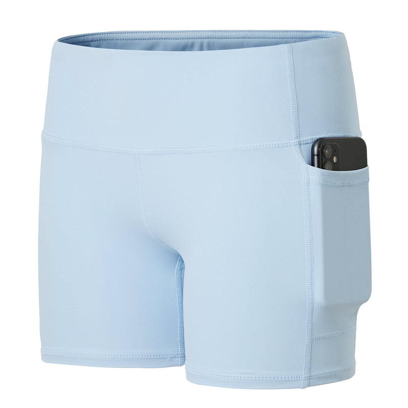[Australia - AusPower] - Willit Girls' 4" Volleyball Shorts Youth Spandex Dance Yoga Athletic Shorts Kids Running Biker Shorts with Pockets Baby Blue X-Small 
