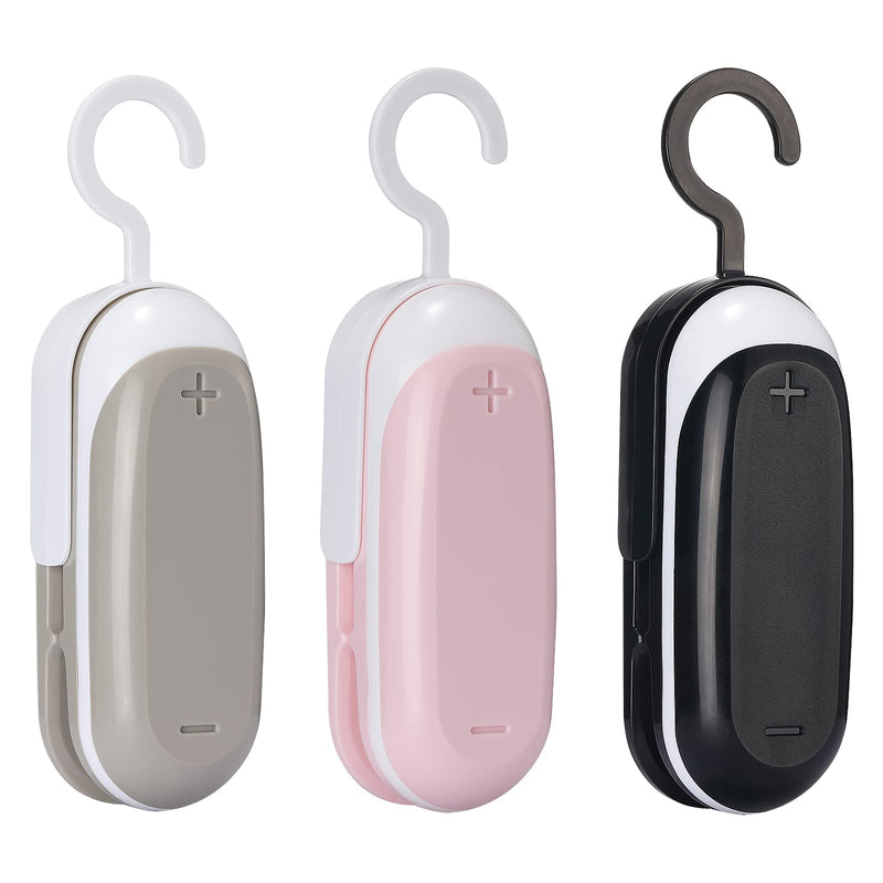 [Australia - AusPower] - 3 Packs Mini Bag Sealer, 2 in 1 Portable Heat Vacuum Sealers, Chip Bag Sealer with Cutter Heat Sealer Food Sealer Bag Resealer Handheld with Hook for Plastic Bags Food Storage 
