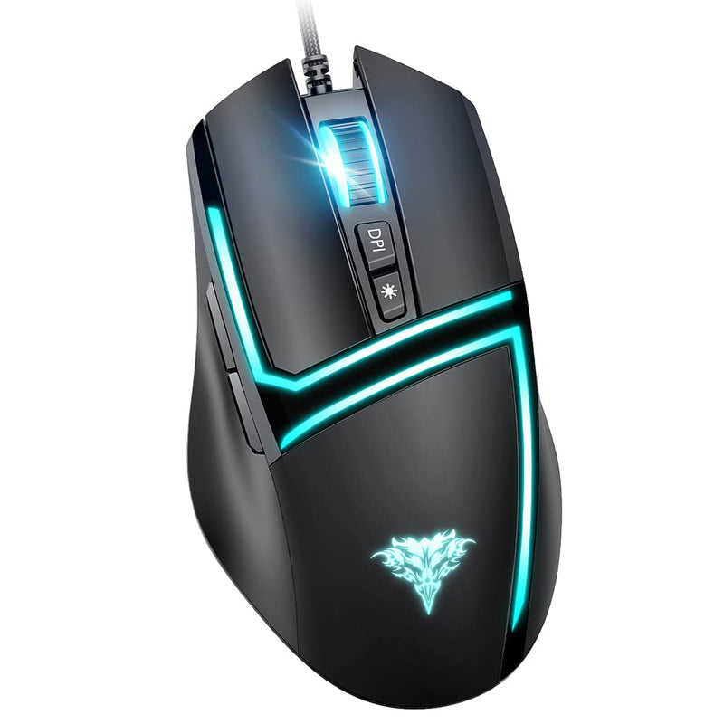 [Australia - AusPower] - BENGOO Wired Gaming Mouse, PC Computer Mice USB Mouse with 6 RGB LED Modes, High-Precision 6 Adjustable DPI Up to 8000, 7 Programmable Buttons, Ergonomic Optical Mouse for Windows PC Mac Laptop Gamer 
