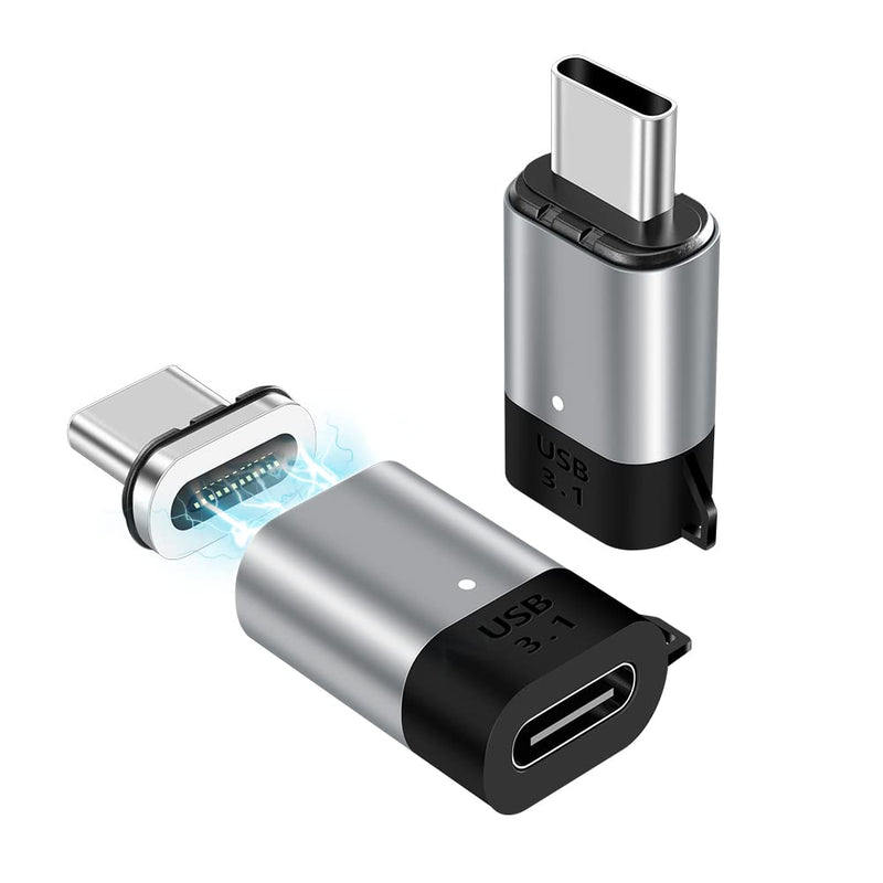 [Australia - AusPower] - Magnetic USB C Adapter Straight 24 Pin Mini Magnetic USB C Adapter Connector 2 Pack 100W PD Fast Charge 20Gbs Data Transfer USB3.1 magnetic usb c adapter straight 2 