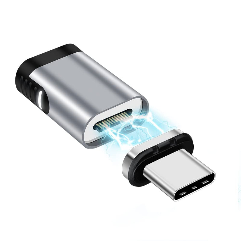 [Australia - AusPower] - Magnetic USB C Adapter 24 Pin Mini Magnetic USB C Adapter Straight Male to Female Connector 100W PD Fast Charge 20Gbs Data Transfer USB3.1 