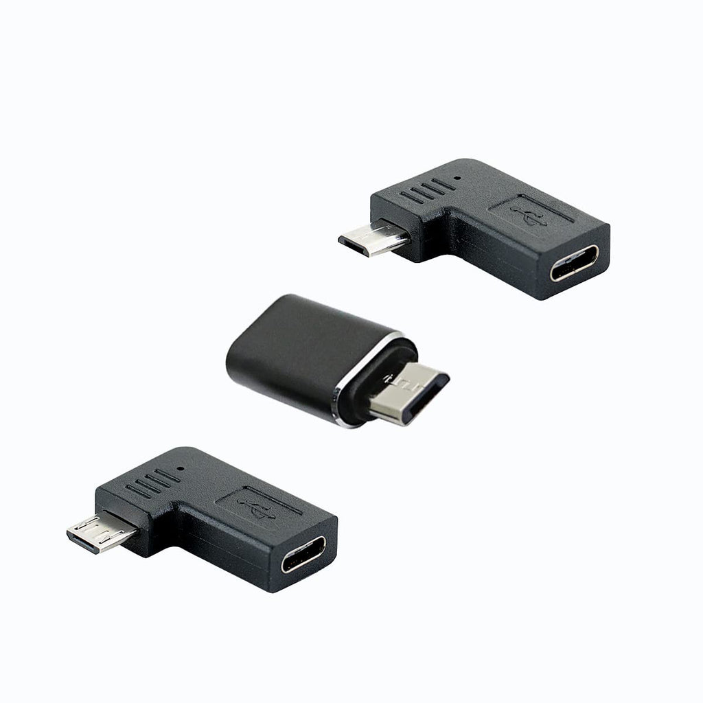 [Australia - AusPower] - rgzhihuifz USB-C Type-C Female to Micro USB 2.0 5Pin Male Data Adapter 90 Degree Left & Right Angled Type,3 Pack 