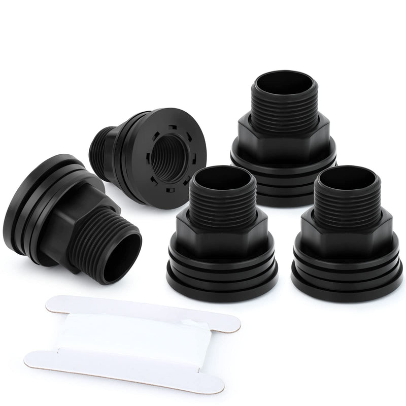 [Australia - AusPower] - TAISHER 5PCS Black PVC 3/4'' Male × 1/2'' Female Bulkhead Tank Connector Adapter Fitting with Gasket for Water Tank, Rain barrels, Aquariums, Bathtubs and Sink 3/4'' Male × 1/2'' Female(PVC) 5 