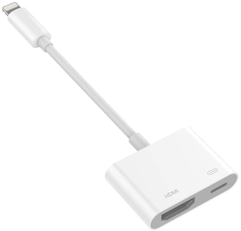 [Australia - AusPower] - [Apple MFi Certified] Lightning to HDMI Digital AV Adapter Compatible with iPhone to HDMI Adapter 1080P TV Adapter, Sync Screen HDMI Connector with Charging Port for iPhone/ipad/iPod Models white 