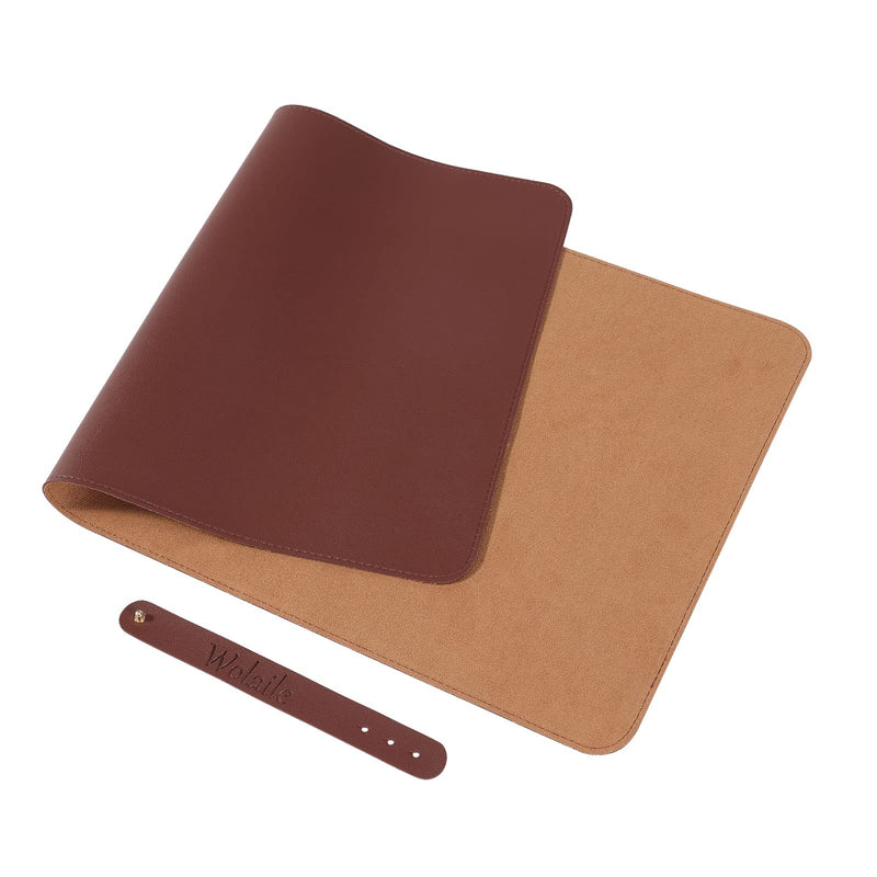 [Australia - AusPower] - Wolaile Desk Blotter Pad,36x17 inch PU Leather Computer Mouse Mat,Non-Slip Waterproof Writing Desktop Protector for Office Home,Large,Brown 36"x17" Brown 