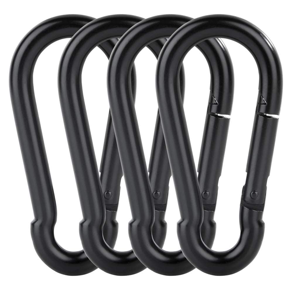 [Australia - AusPower] - AOWESM Black Spring Snap Hook Carabiner, Metal Steel Keychain Clips, Quick Link Lock Ring, Heavy Duty Spring Buckle for Camping Fishing Hiking Traveling Swing and Hammock, Set of 4 (4 inches) 4" 