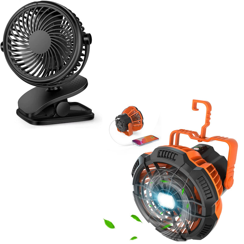 [Australia - AusPower] - Stroller Fan & Camping Fan, Indoor/Outdoor Office Bedroom USB Fan Cooling Power Bank with Remote Control, 30 Hours Work-time USB Rechargeable Powerful Fan Light for Hiking, BBQ,Hunting, Hurricane 