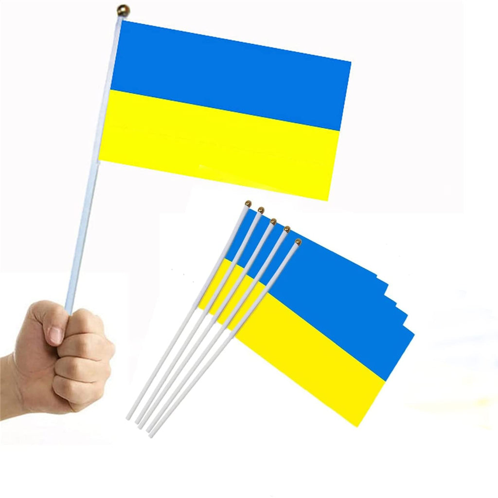 [Australia - AusPower] - 20pcs Mini Ukraine Flag 14'' x 21cm'',Ukraine Hand Held Flags Banner with Stick ,Vivid Color and UV Fade Resistant 