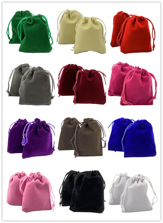 [Australia - AusPower] - Palmhomee Pack of 48 Velvet Drawstring Bags Gift Bag Velvet Pouch For Jewelry Wedding and Party Favor (2.8x3.6 Inch, Mixed Colors) 