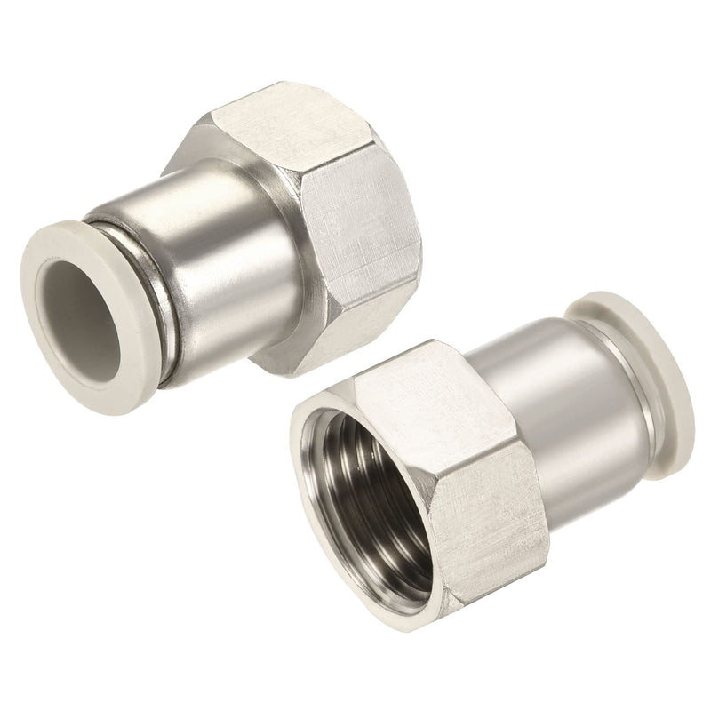 [Australia - AusPower] - MECCANIXITY Push to Connect Fittings 1/2PT Female Thread Fit 12mm Tube OD Nickel-Plated Copper Straight Union Fitting, Pack of 2 