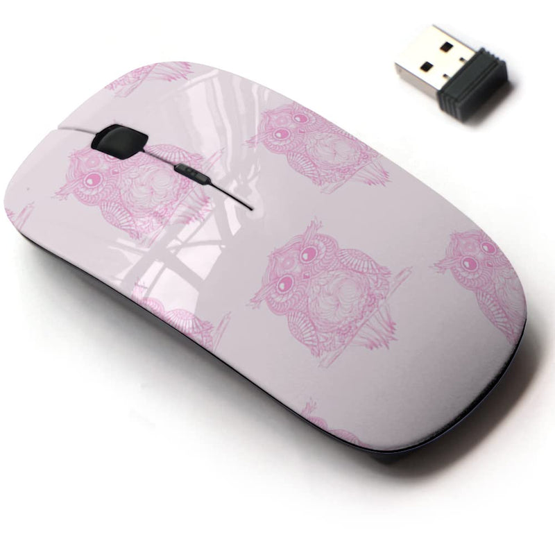[Australia - AusPower] - 2.4G Wireless Mouse with Cute Pattern Design for All Laptops and Desktops with Nano Receiver - owl Design Zentangle 