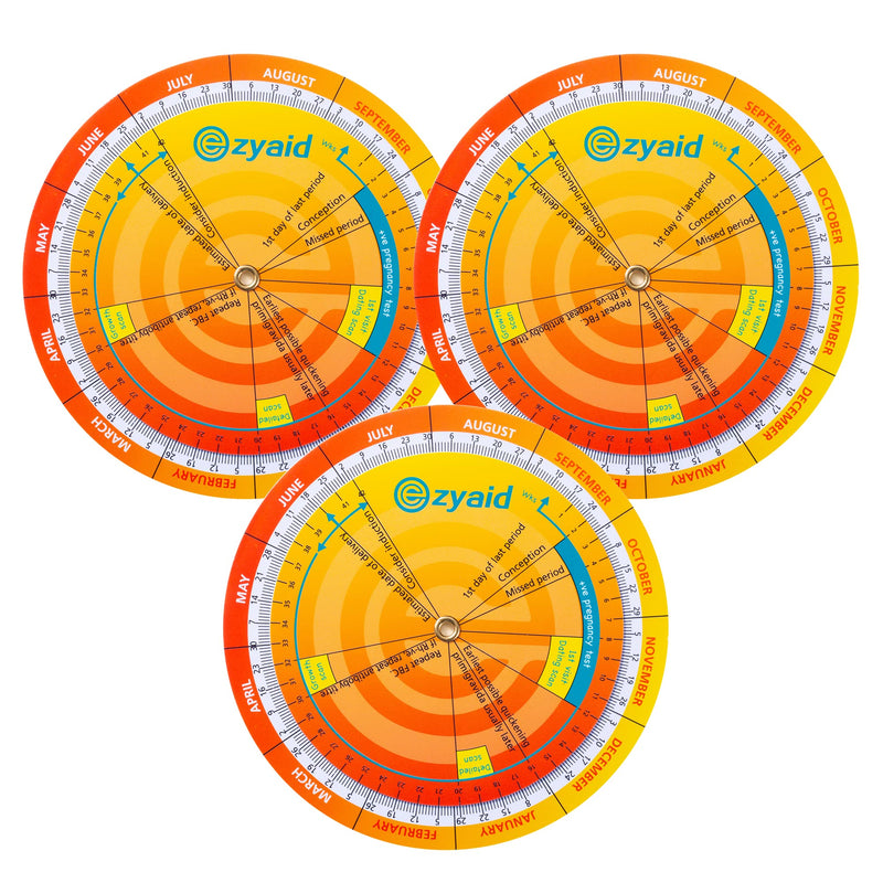 [Australia - AusPower] - Ezyaid Pregnancy Wheel, Due Date OB-GYN Calculator for Pregnant Women/Healthcare Providers, Gestational EDC/EDD Wheel with CRL, BPD, HC AC and FL Guide (Pack of 3) 