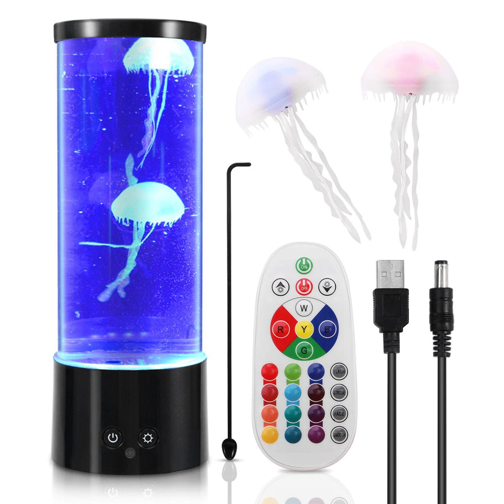 [Australia - AusPower] - Jellyfish Lava Lamp,LED Fantasy Jellyfish Lamp Round,Desktop Jellyfish Lamp 16 Color with Remote,Battery Powered Aquarium Night Light for Home Office Room Desktop Decoration Multicolor 