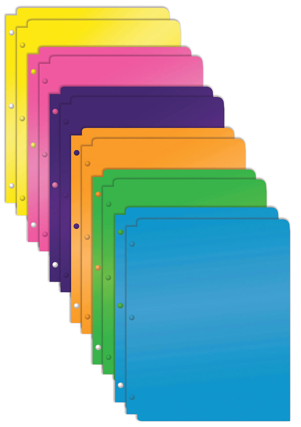 [Australia - AusPower] - 3 Hole Punch Pocket Folders, Heavyweight Plastic 2 Pocket Folders, Bulk Pack, Assorted Bright Neon Colors, Letter Size, with Business Card Slot, by Better Office Products (12 Pack) 12 