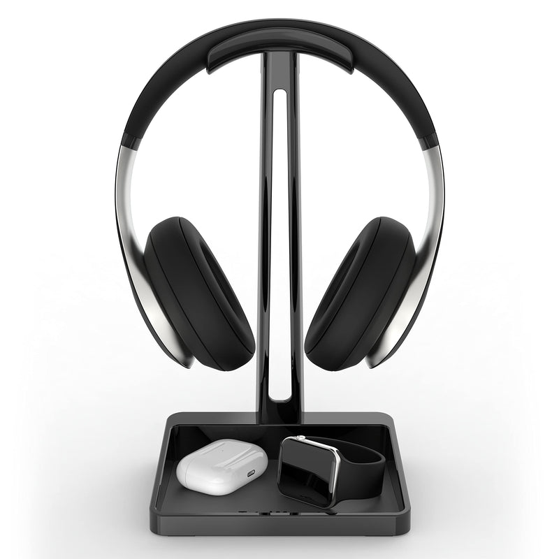 [Australia - AusPower] - TotalMount Headphone Stand  Includes a Tray for AirPods (Premium Black Gaming Headset Stand) Premium Black Gaming Headset Hanger 