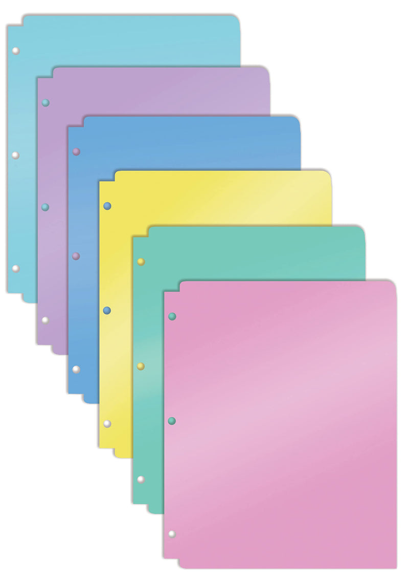 [Australia - AusPower] - 3 Hole Punch Pocket Folders, Bulk Pack, Sturdy Plastic 2 Pocket Folders, Assorted Pastel Colors, Letter Size, with Business Card Slot, by Better Office Products (6 Pack) 6 