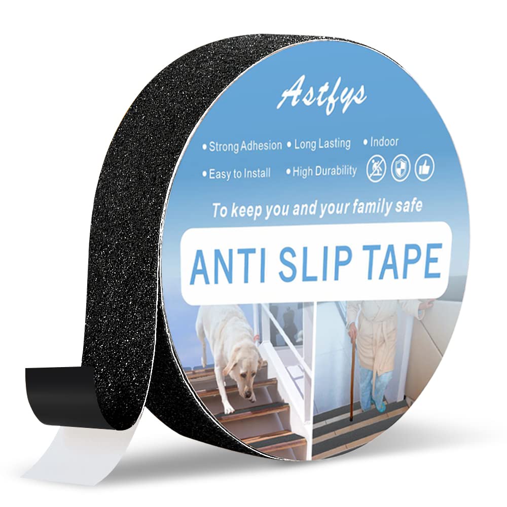 [Australia - AusPower] - Anti Slip Tape, Traction Grip Tape for Stairs, Step and Indoor Floor, Treads Safety Non Skid Strips （Black, 1 in x 38 ft） Black 
