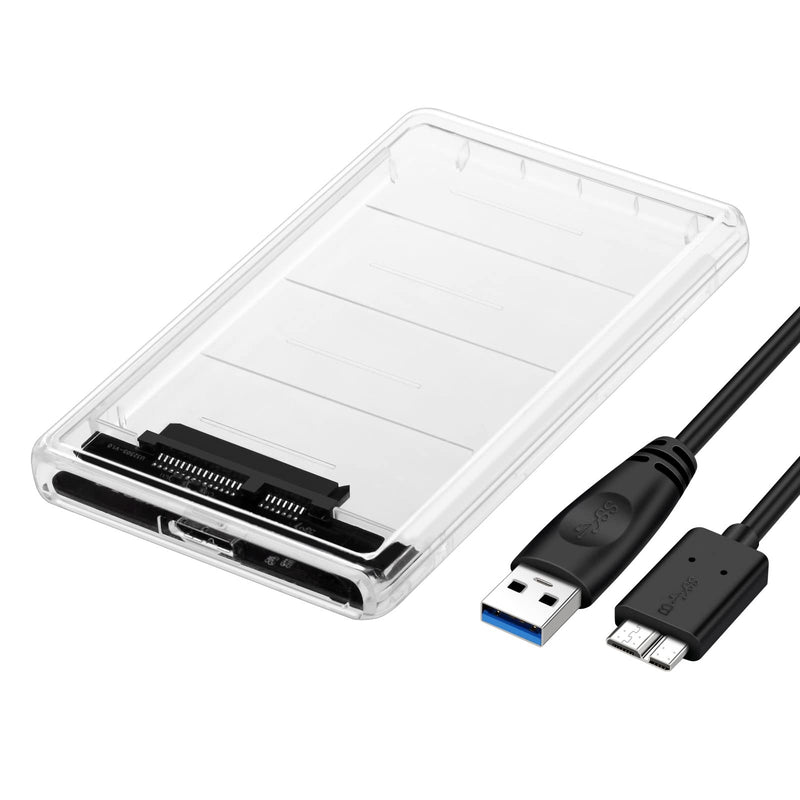 [Australia - AusPower] - 2.5" USB 3.0 Hard Drive Enclosure - Clear External SATA HDD and SSD Case for 7mm/9.5mm Support UASP Tool-Free Design 