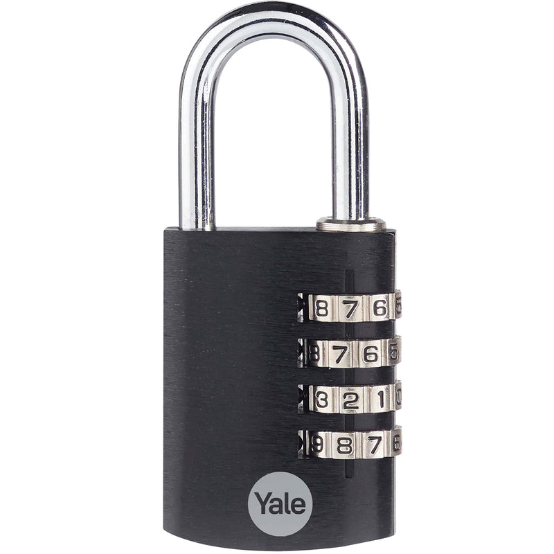 [Australia - AusPower] - Yale 4 Digit Combination Lock Outdoor Waterproof Padlock for School Gym Locker, Sports Locker, Fence, Toolbox, Gate, Case, Hasp Storage (Black) 1 