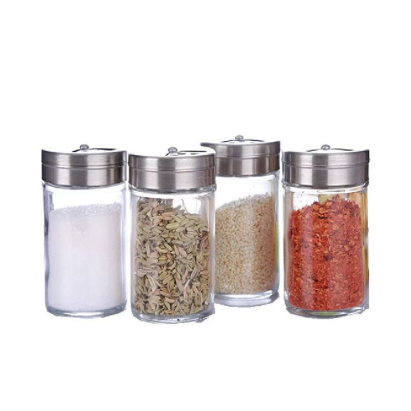 [Australia - AusPower] - 4 Glass Spice Jars for Home Kitchen, Barbecue Sauce Jars with Caps, Pepper and Salt Containers (2) 2 