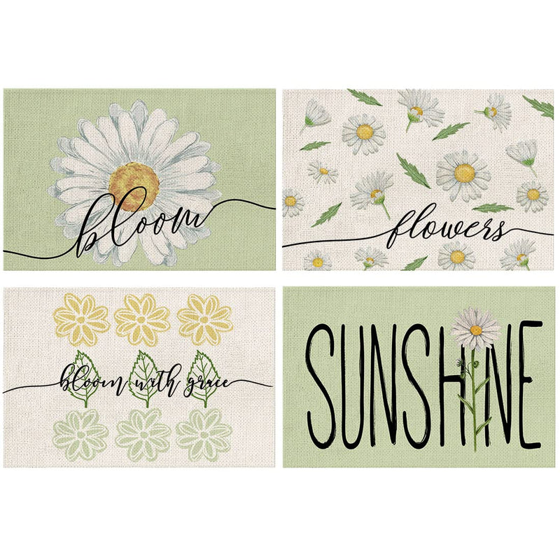 [Australia - AusPower] - Summer Decorations Daisy Bloom Watercolor Green Placemats 18x12 Inches Seasonal Holiday Spring Decor Farmhouse Indoor Vintage Theme Gathering Dinner Party AP070 