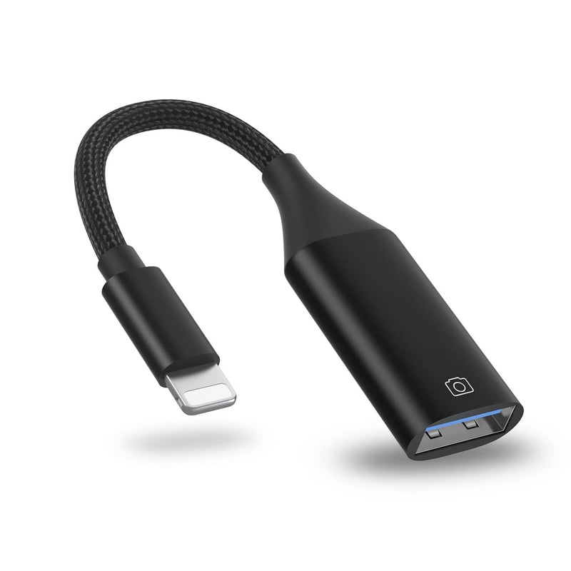 [Australia - AusPower] - IVSHOWCO USB Camera Adapter for iPhone, USB OTG Cable Adapter for iPad Supports USB Flash Drive, Card Reader, Mouse, Keyboard, MIDI... Black 