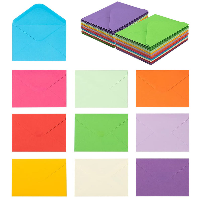 [Australia - AusPower] - 50 Pack A1 Envelopes Colorful Small Envelopes V Flap with Glue For Weddings Cards, Greeting Cards, Baby Shower, Thank You Notes, Photos, 3 5/8 x 5 1/8 Inches(10 Colors) (50) 50 