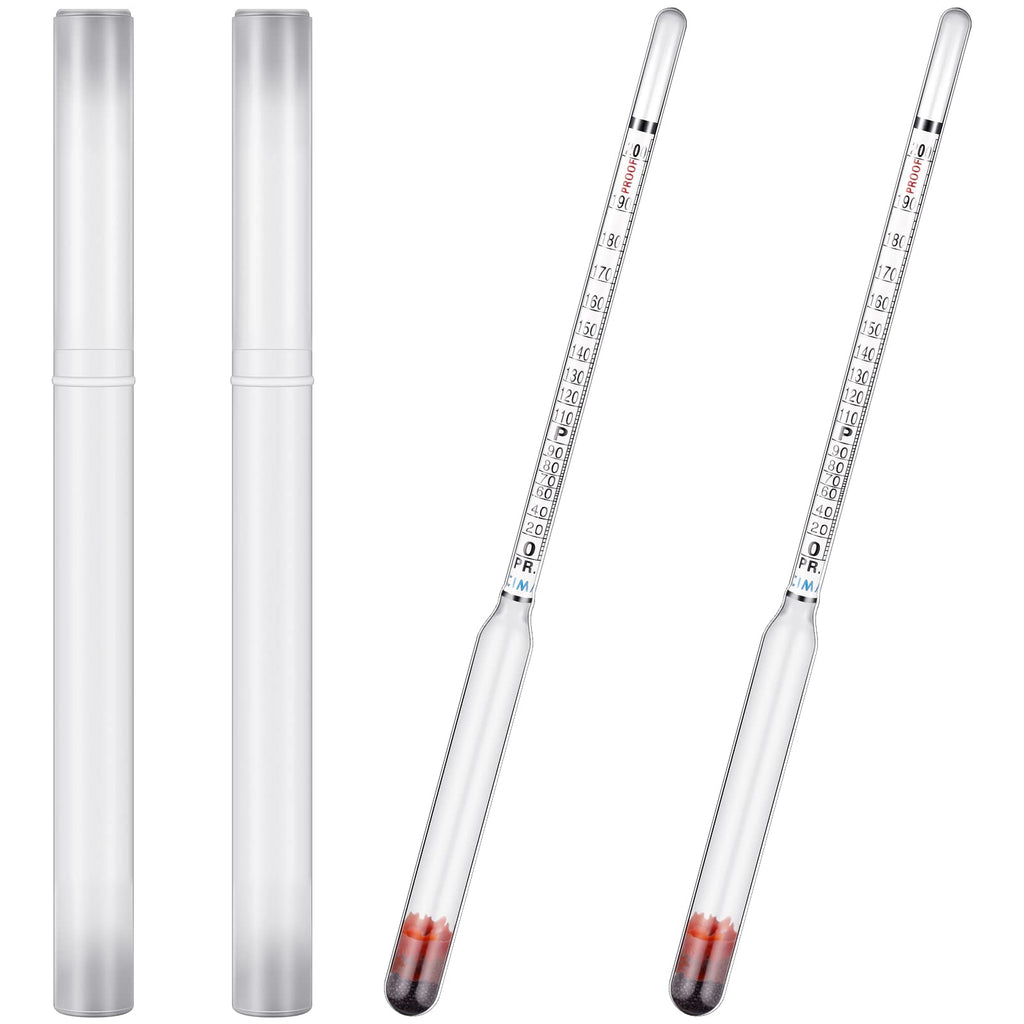 [Australia - AusPower] - 2 Pcs Glass Hydrometer, Alcoholmeter 0-200 Proof and 0-100 Tralle, Alcohol Tester, Hydrometer Glass Alcohol Measuring Device for Distilling Moonshine Brewing Wine Measure Alcohol Content 