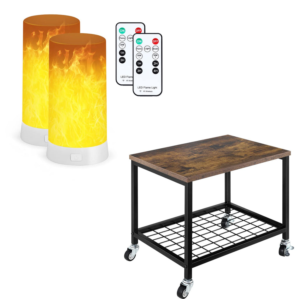 [Australia - AusPower] - BTY 2 Pack Fireplace Lights Fire Flicker Night Light USB Rechargeable & Under Desk Printer Stand, Which fit for Office Home 