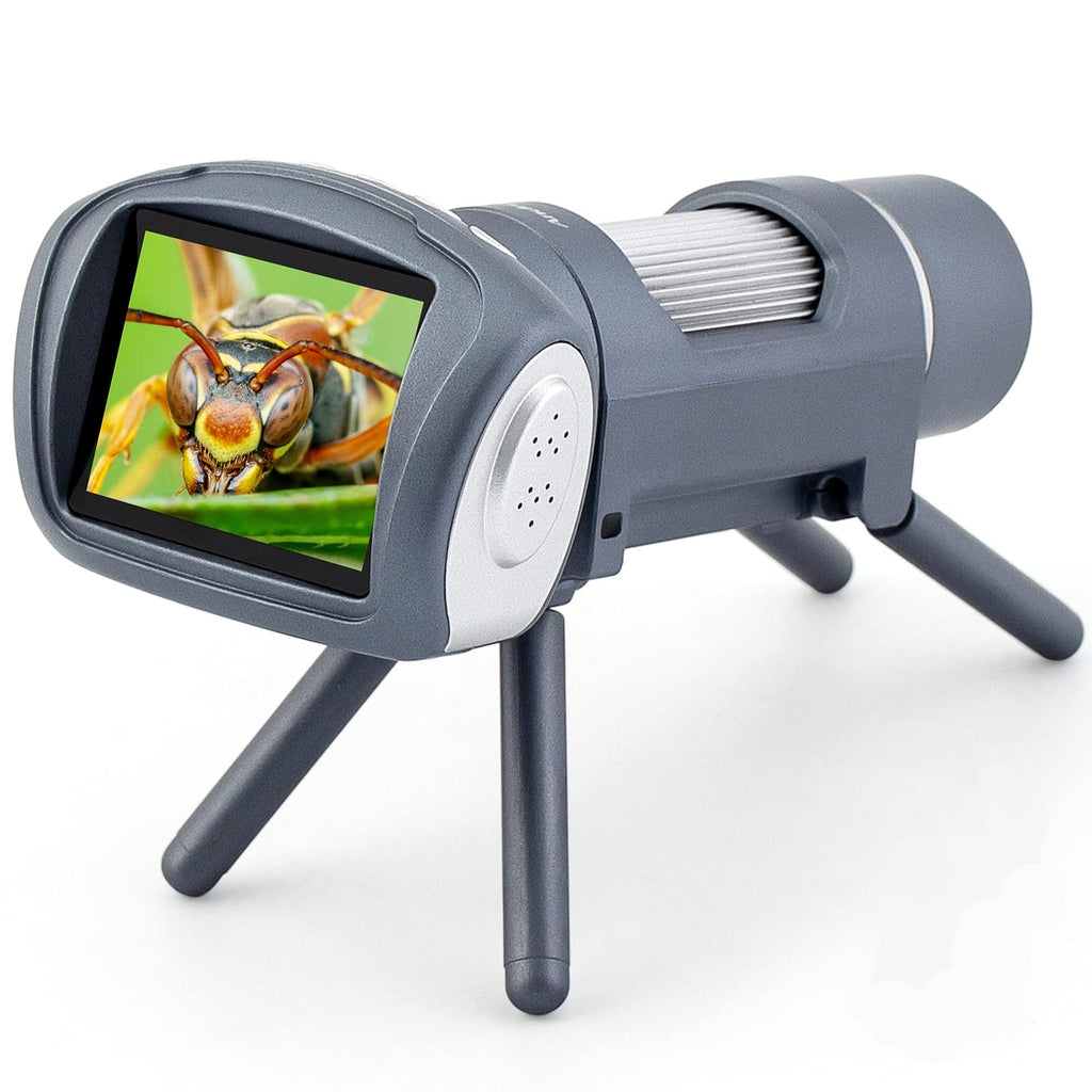 [Australia - AusPower] - Andonstar AD012 Handheld Digital Microscope for Kids Gifts,with LCD Screen 50x-300x USB Microscope for Toys Indoors & Outdoors,with 8G SD Card (Grey) 