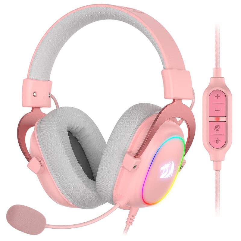 [Australia - AusPower] - Redragon H510 Zeus-X RGB Pink Wired Gaming Headset - 7.1 Surround Sound - 53MM Audio Drivers in Memory Foam Ear Pads w/Durable Fabric Cover- Multi Platforms Headphone - USB Powered for PC/PS4/NS Pink-RGB 