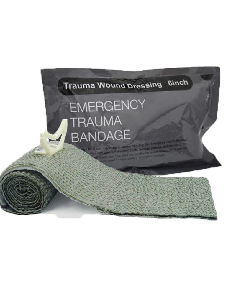 [Australia - AusPower] - 2 Packs Israeli Bandages 6 Inch , Emergency Compression Trauma Wound Dressing, Medical Sterile Vacuum Sealed, Combat Tactical First Aid Kit Grey-2p 