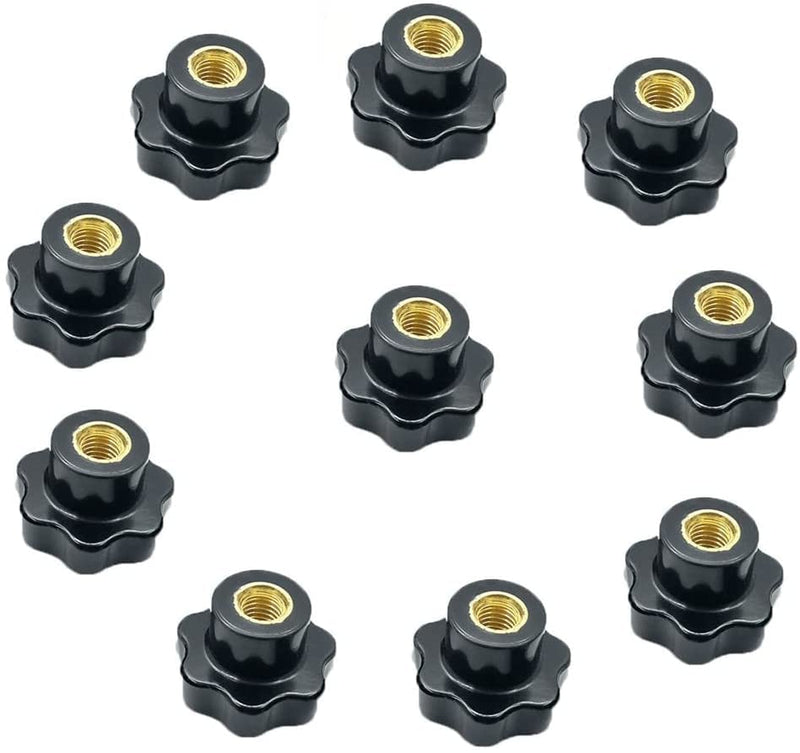 [Australia - AusPower] - GDQLCNXB M8 Star Knob Clamping Handle Nut Through Hole Set Black Plastic Screw knurled Clamping nut knob10 Pcs. 