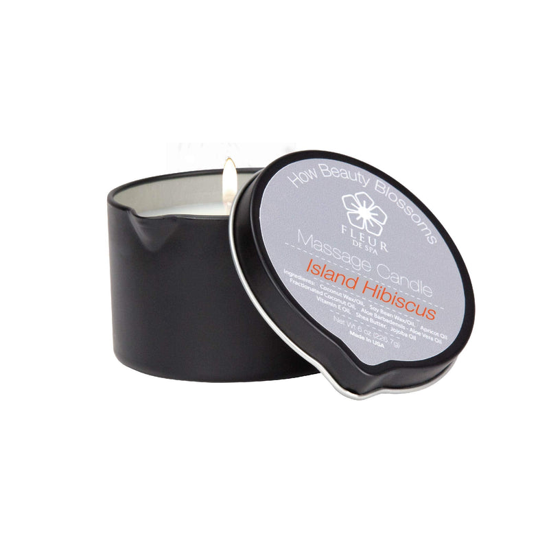 [Australia - AusPower] - Massage Oil Candle by Fleur De Spa - All Natural - 6oz with Pour Spout Made in USA… 