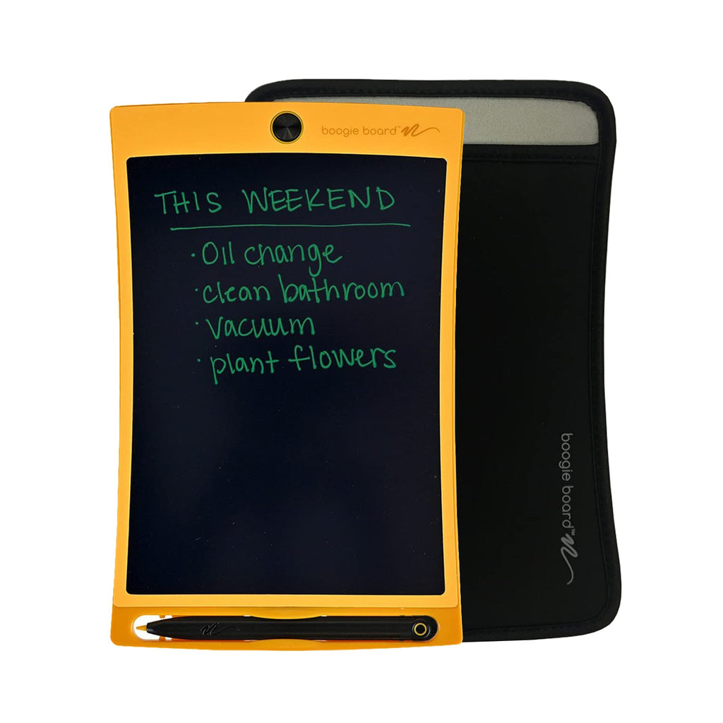 [Australia - AusPower] - Boogie Board Jot Reusable Writing Tablet with Nylon Protective Sleeve - Includes 8.5 in LCD Writing Tablet with Built in Magnets and Kickstand, Instant Erase, and Stylus Pen, Gold 