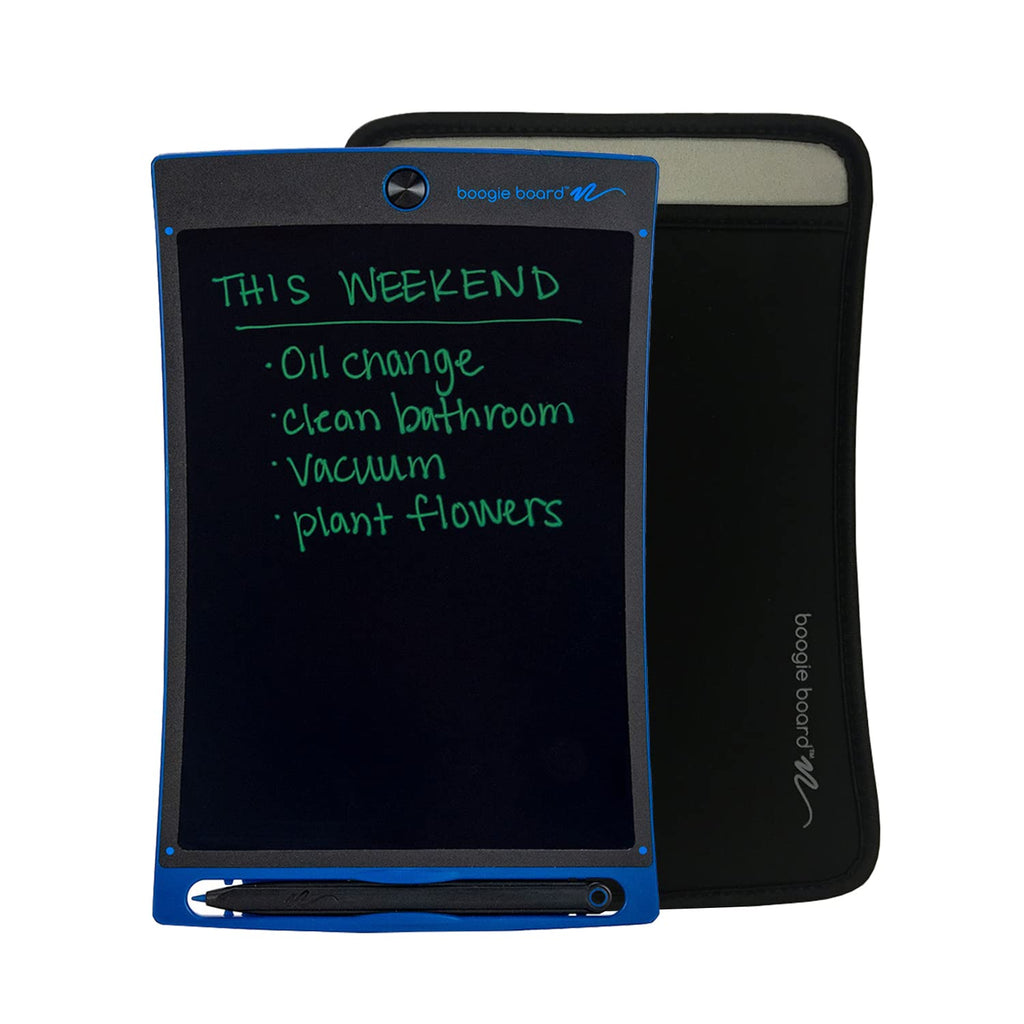 [Australia - AusPower] - Boogie Board Jot Reusable Writing Tablet with Nylon Protective Sleeve - Includes 8.5 in LCD Writing Tablet with Built in Magnets and Kickstand, Instant Erase, and Stylus Pen, Blue 