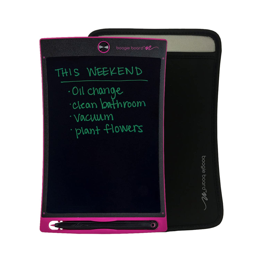 [Australia - AusPower] - Boogie Board Jot Reusable Writing Tablet with Nylon Protective Sleeve - Includes 8.5 in LCD Writing Tablet with Built in Magnets and Kickstand, Instant Erase, and Stylus Pen, Pink 