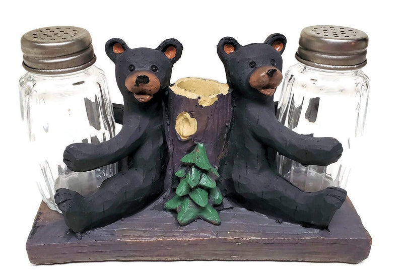 [Australia - AusPower] - Black Bear Salt and Pepper Shaker Set with Toothpick Holder 