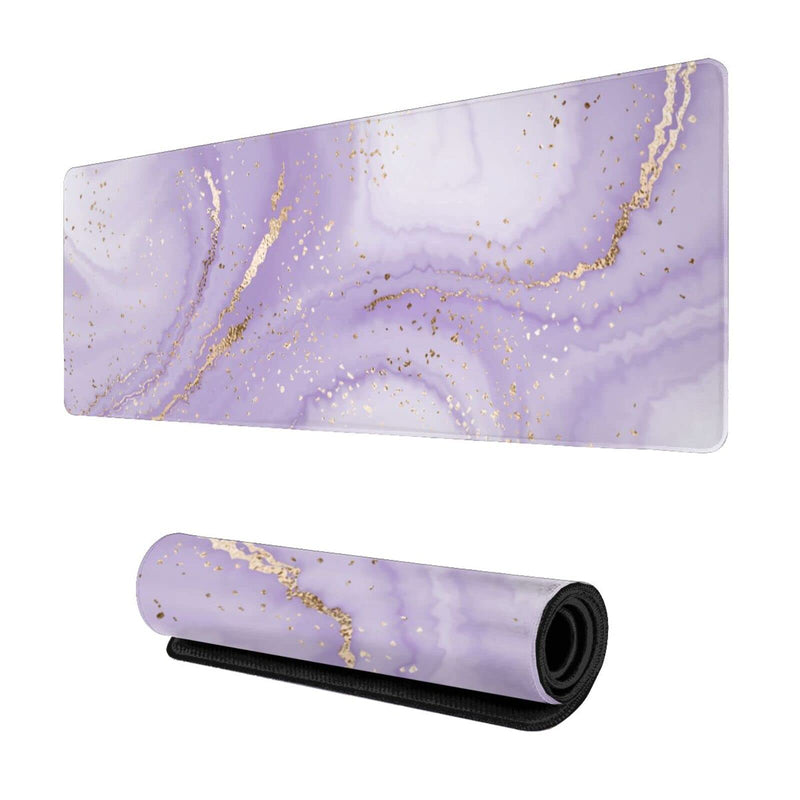 [Australia - AusPower] - Purple Gold Marble Mouse Pad Gaming XL Large Mousepad Pretty Desk Mat for Women and Girls Long Extended Big Keyboard Pads Table Accessories for Gaming and Office 31.5 X 11.8 Inch Purple Gold Splatter One Size 