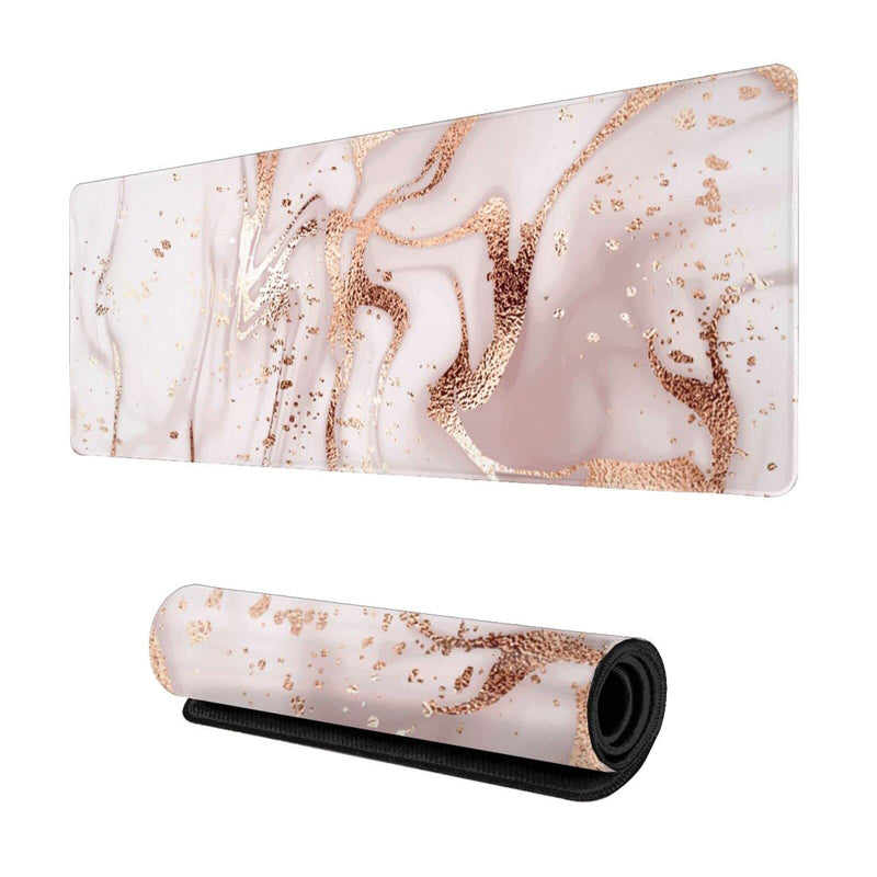 [Australia - AusPower] - Rose Gold Marble Mouse Pad for Women and Girls Gaming XL Large Mousepad Cute Desk Mat Long Extended Big Keyboard Pads Table Accessories for Gaming and Office 31.5 X 11.8 Inch Rose Gold Marble One Size 