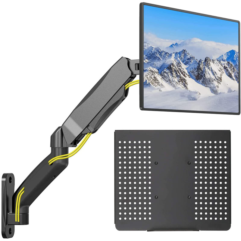 [Australia - AusPower] - WALI Bundle – 2 Items: Single Monitor Adjustable Gas Spring Wall Mount and Laptop Holder Tray 