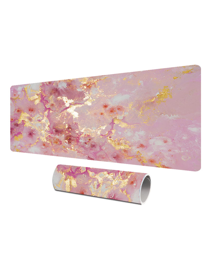 [Australia - AusPower] - Loveon Rose Gold Large Mouse Pad,Cute Extended Gaming Desk Decor Pad,Office Desk Mat,PU Leather Waterproof Mousepad,Computer PC Laptop Pads for School Office Home and Game,31.5" x 15.7" -Golden Marble Rose Golden Marble 