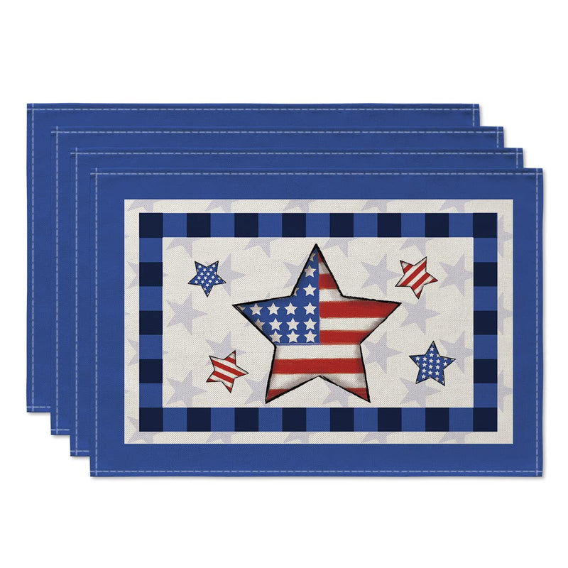 [Australia - AusPower] - Artoid Mode Patriotic Star Placemats for Dining Table, 12 x 18 Inch 4th of July Memorial Day Decoration Washable Table Mats Set of 4 