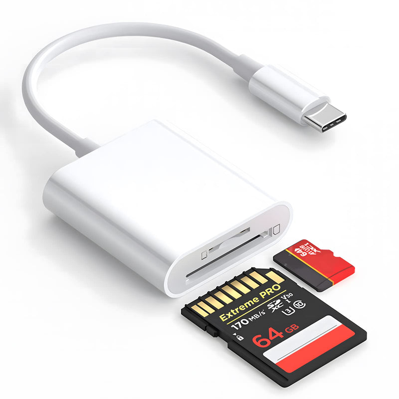 [Australia - AusPower] - SD Card Reader for Android, Micro SD Card to USB Adapter, USB C SD Card Reader for Camera Memory Card Reader, Wansurs SD Card Reader for PC Phone Pads (3 in 1, White) 