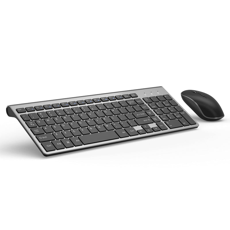 [Australia - AusPower] - Wireless Keyboard Mouse Combo, 2.4G Compact and Ultra Slim Wireless Keyboard and Mouse for Windows, Computer, Desktop, PC, Laptop (Grey) 