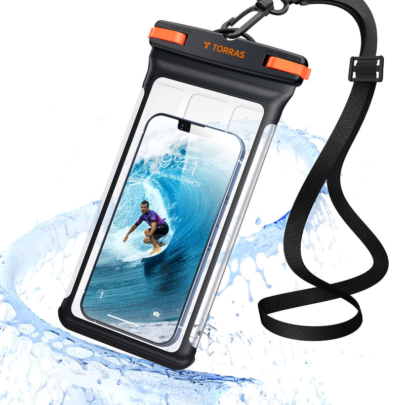 [Australia - AusPower] - TORRAS ???????? ?????? Icecube Waterproof Phone Pouch [Underwater Screen Touchable] IPX8 Waterproof with Adjustable Lanyard Clear Phone Dry Bag for iPhone 13 Pro Max/12/11 Samsung Google Up to 7.0'' Black 
