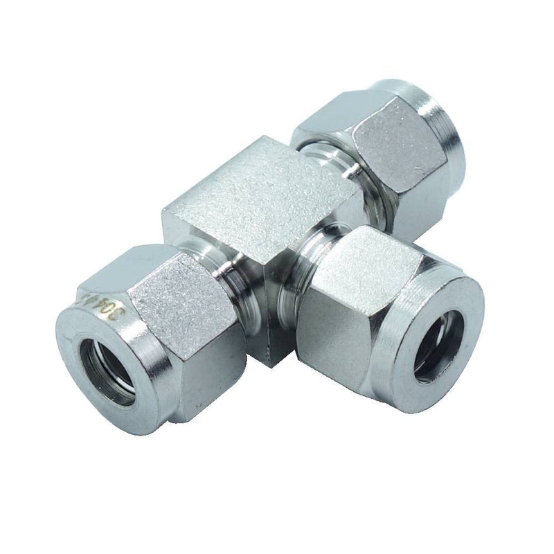 [Australia - AusPower] - HongBoW Hardware Stainless 304 Double Ferrule Compression Tube Fitting Straight Union Tee Connector 1/2" Tube OD SS T 1/2" OD 