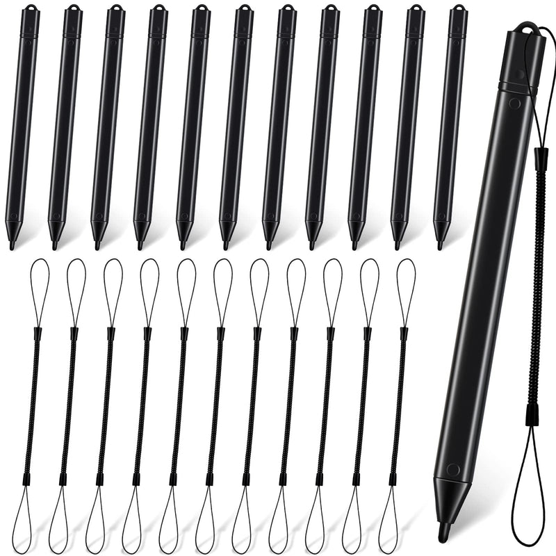 [Australia - AusPower] - 24 Pcs Replacement Stylus Drawing Pen and Lanyard Set for LCD Writing Tablet Writing Pen for Tablet and Elastic Rope Doodle Pad Pen for Kids Drawing Pads Doodle Board Tablet(Black) Black 