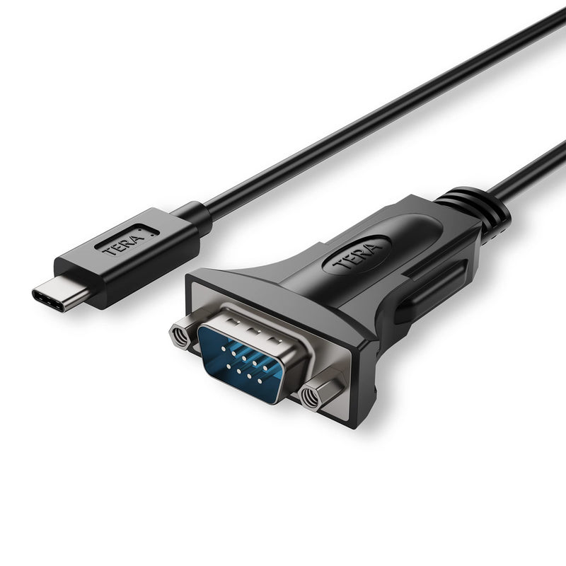 [Australia - AusPower] - Tera Grand - USB C to RS232 Serial DB9 Adapter Cable with Hex Nuts and FTDI chipset, Supports Windows 11, 10, 8, 7, Vista, XP, 2000, 98, Linux and Mac, 3 Ft 3 Feet 