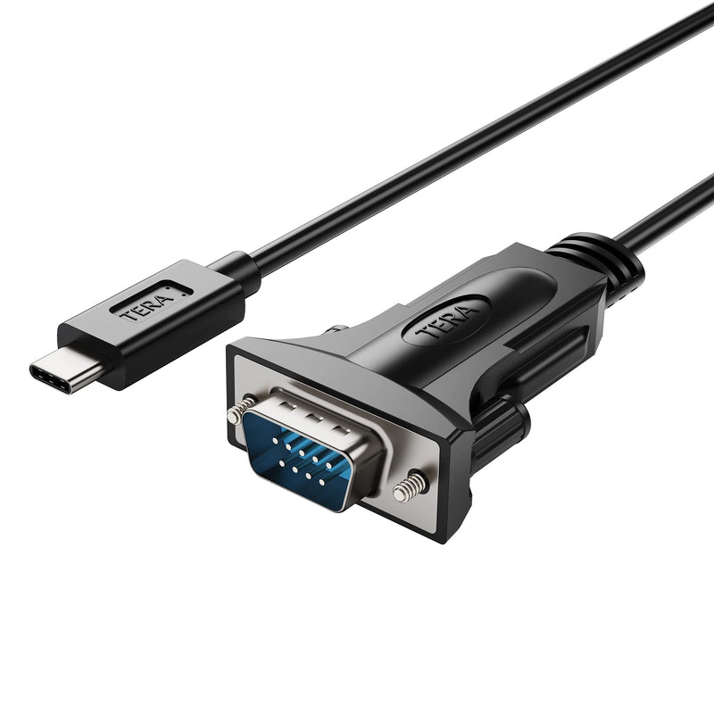 [Australia - AusPower] - Tera Grand - USB C to RS232 Serial DB9 Adapter Cable with Thumbscrews and FTDI chipset, Supports Windows 11, 10, 8, 7, Vista, XP, 2000, 98, Linux and Mac, 3 Ft 3 Feet 